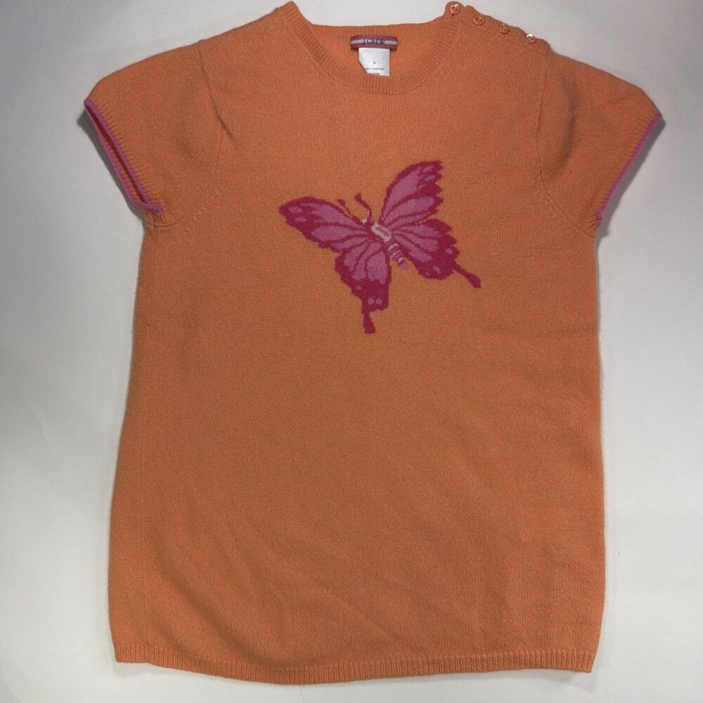 Vintage JCrew Collection 100% Cashmere Orange And Pink Sweater Size Small
